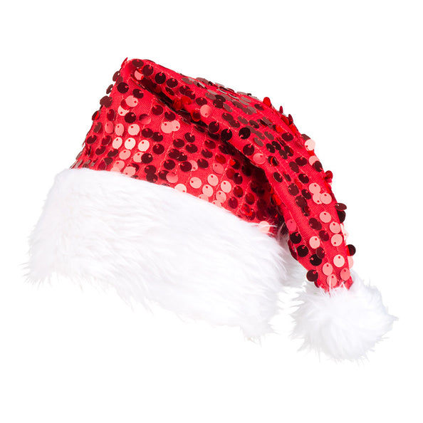 E-Carnavalskleding.nl Kerstmuts pailletten rood glitter