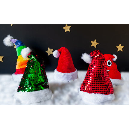 E-Carnavalskleding.nl Kerstmuts pailletten rood glitter