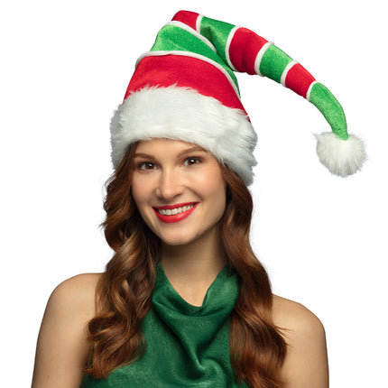 E-Carnavalskleding.nl Kerstmuts Willow groen rood gestreept