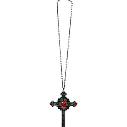 E-Carnavalskleding.nl Ketting kruis met rode juwelen Lotte
