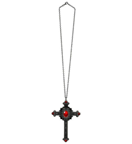 E-Carnavalskleding.nl Ketting kruis met rode juwelen Lotte