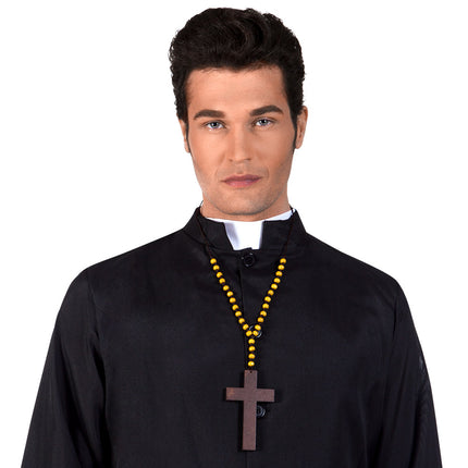 E-Carnavalskleding.nl Ketting Priesterkruis hout