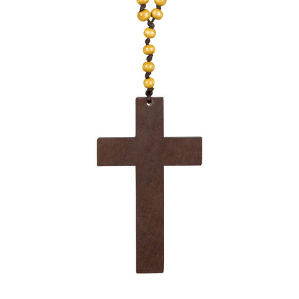 E-Carnavalskleding.nl Ketting Priesterkruis hout
