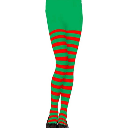 E-Carnavalskleding.nl Kinderpanty gestreept groen/rood Elf