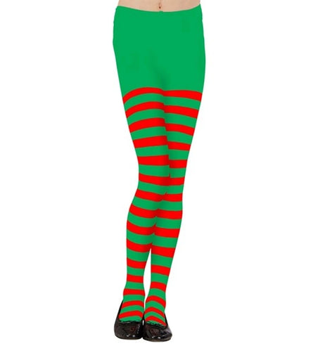 E-Carnavalskleding.nl Kinderpanty gestreept groen/rood Elf
