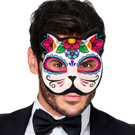 E-Carnavalskleding.nl Kinloos masker dag van de doden kat Mees