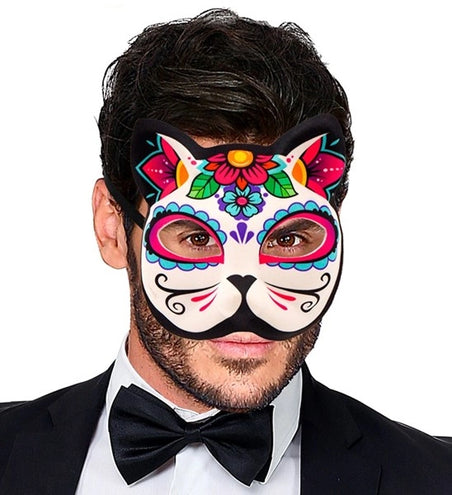 E-Carnavalskleding.nl Kinloos masker dag van de doden kat Mees