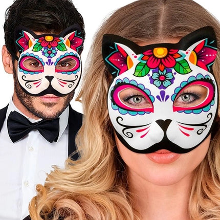 E-Carnavalskleding.nl Kinloos masker dag van de doden kat Mees