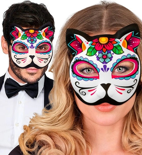 E-Carnavalskleding.nl Kinloos masker dag van de doden kat Mees