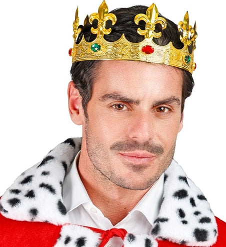 E-Carnavalskleding.nl Kroon metaal goud met edelstenen haarband Mats