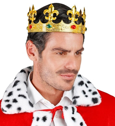 E-Carnavalskleding.nl Kroon metaal goud met edelstenen haarband Mats