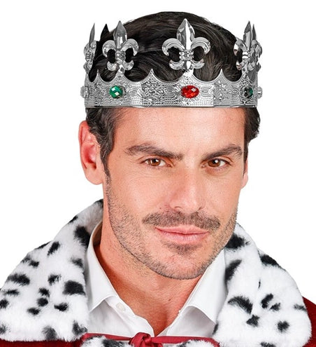 E-Carnavalskleding.nl Kroon metaal zilver met edelstenen haarband Yara