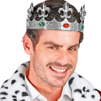 E-Carnavalskleding.nl Kroon metaal zilver met edelstenen haarband Yara