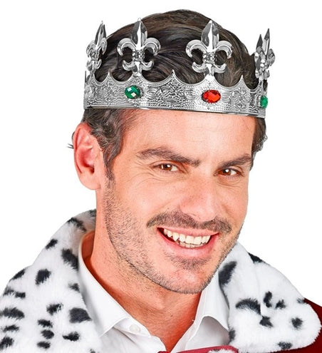 E-Carnavalskleding.nl Kroon metaal zilver met edelstenen haarband Yara