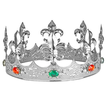 E-Carnavalskleding.nl Kroon metaal zilver met edelstenen haarband Yara