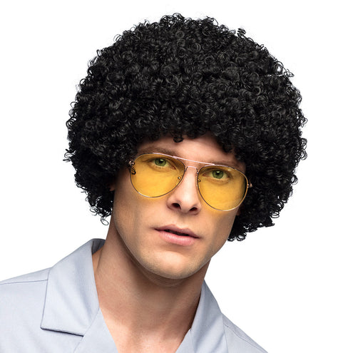 E-Carnavalskleding.nl Krullen pruik Ricardo zwart