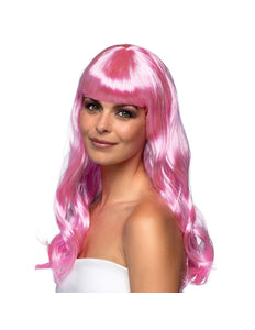 E-Carnavalskleding.nl Licht roze pruik lang golvend haar Chique