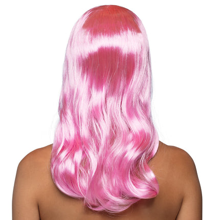 E-Carnavalskleding.nl Licht roze pruik lang golvend haar Chique
