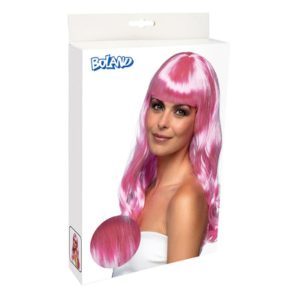 E-Carnavalskleding.nl Licht roze pruik lang golvend haar Chique