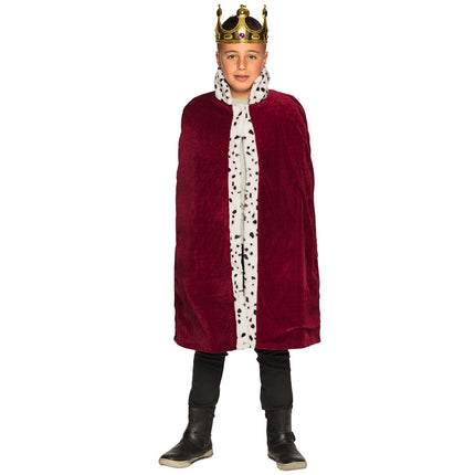 E-Carnavalskleding.nl Mantel koning kind bordeaux