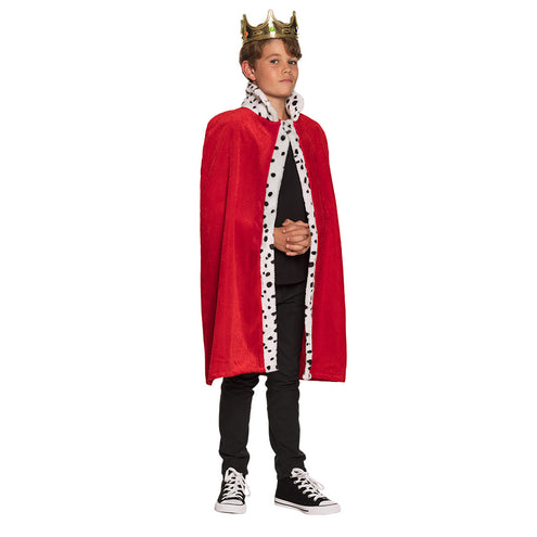 E-Carnavalskleding.nl Mantel koning kind rood