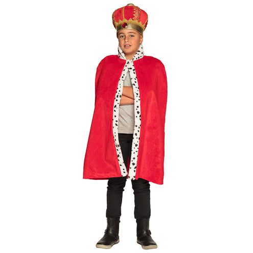 E-Carnavalskleding.nl Mantel koning kind rood