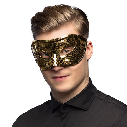 E-Carnavalskleding.nl Masker Disco goud