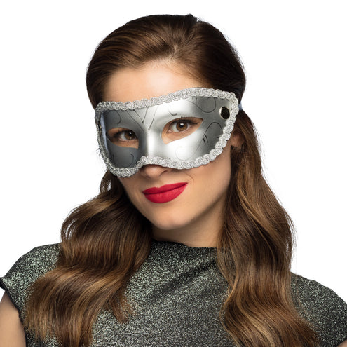 E-Carnavalskleding.nl Masker Gabriella zilver