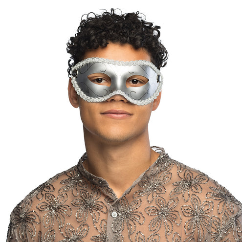E-Carnavalskleding.nl Masker Gabriella zilver