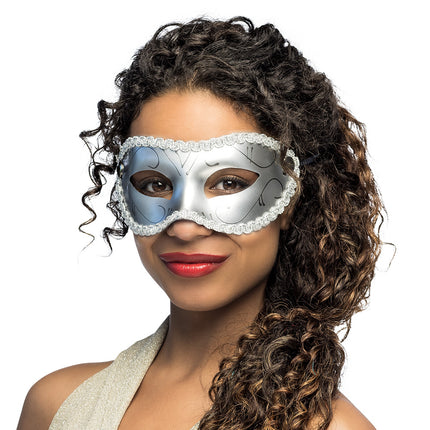 E-Carnavalskleding.nl Masker Gabriella zilver
