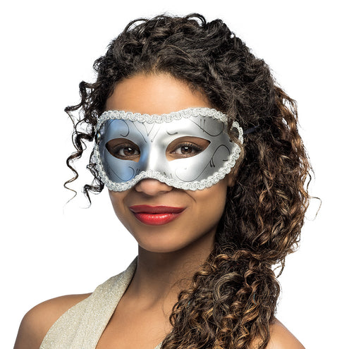 E-Carnavalskleding.nl Masker Gabriella zilver