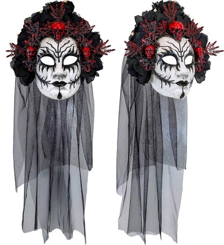 E-Carnavalskleding.nl Masker met zwarte rozen en sluier dode koningin Luuk