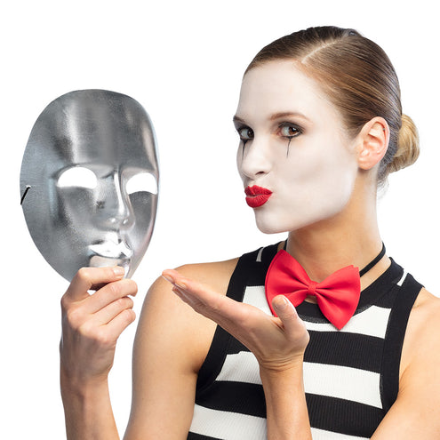 E-Carnavalskleding.nl Masker Mime zilver