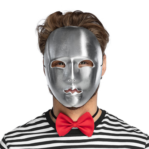 E-Carnavalskleding.nl Masker Mime zilver