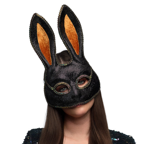 E-Carnavalskleding.nl Masker Mystery bunny zwart