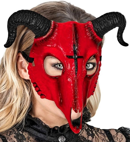 E-Carnavalskleding.nl Masker satanische ram rood hard plastic Vera