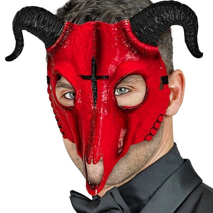 E-Carnavalskleding.nl Masker satanische ram rood hard plastic Vera