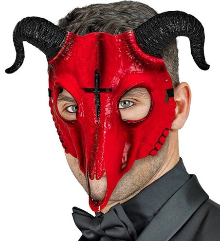 E-Carnavalskleding.nl Masker satanische ram rood hard plastic Vera
