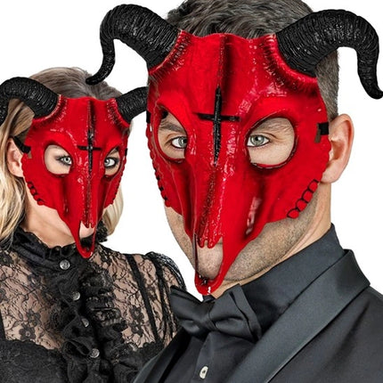 E-Carnavalskleding.nl Masker satanische ram rood hard plastic Vera