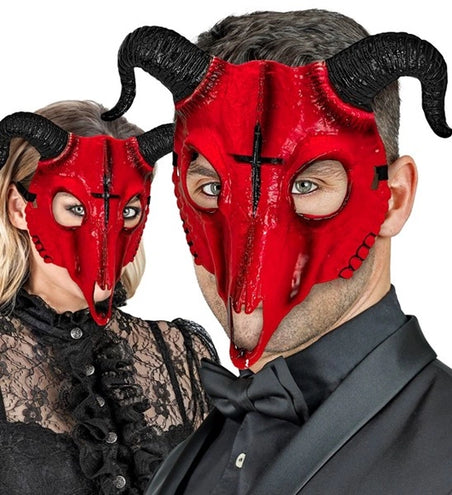 E-Carnavalskleding.nl Masker satanische ram rood hard plastic Vera