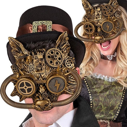 E-Carnavalskleding.nl Masker steampunk goud Fleur