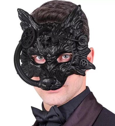 E-Carnavalskleding.nl Masker steampunk wolf zwart Nora