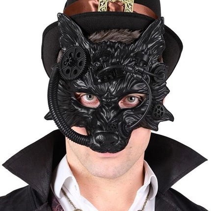 E-Carnavalskleding.nl Masker steampunk wolf zwart Nora