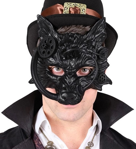E-Carnavalskleding.nl Masker steampunk wolf zwart Nora