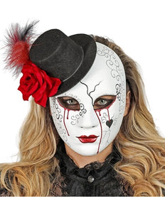 E-Carnavalskleding.nl Masker theater bloedende vrouw met hoed Sophie