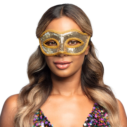 E-Carnavalskleding.nl Masker Venice pailletten goud