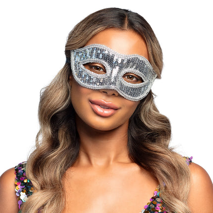 E-Carnavalskleding.nl Masker Venice pailletten zilver