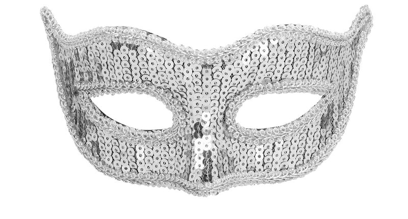 E-Carnavalskleding.nl Masker Venice pailletten zilver