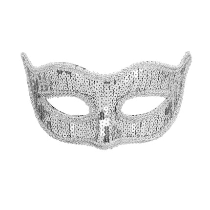 E-Carnavalskleding.nl Masker Venice pailletten zilver
