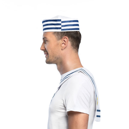 E-Carnavalskleding.nl Matrozenkraag blauw wit gestreept Donny